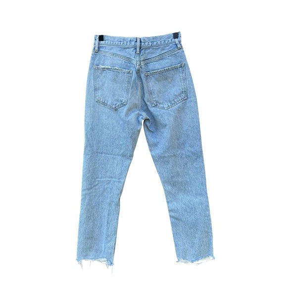 Agolde Riley High Rise Straight Crop Jeans in Curio Light Wash Raw Hem Denim 25 - Picture 4 of 11